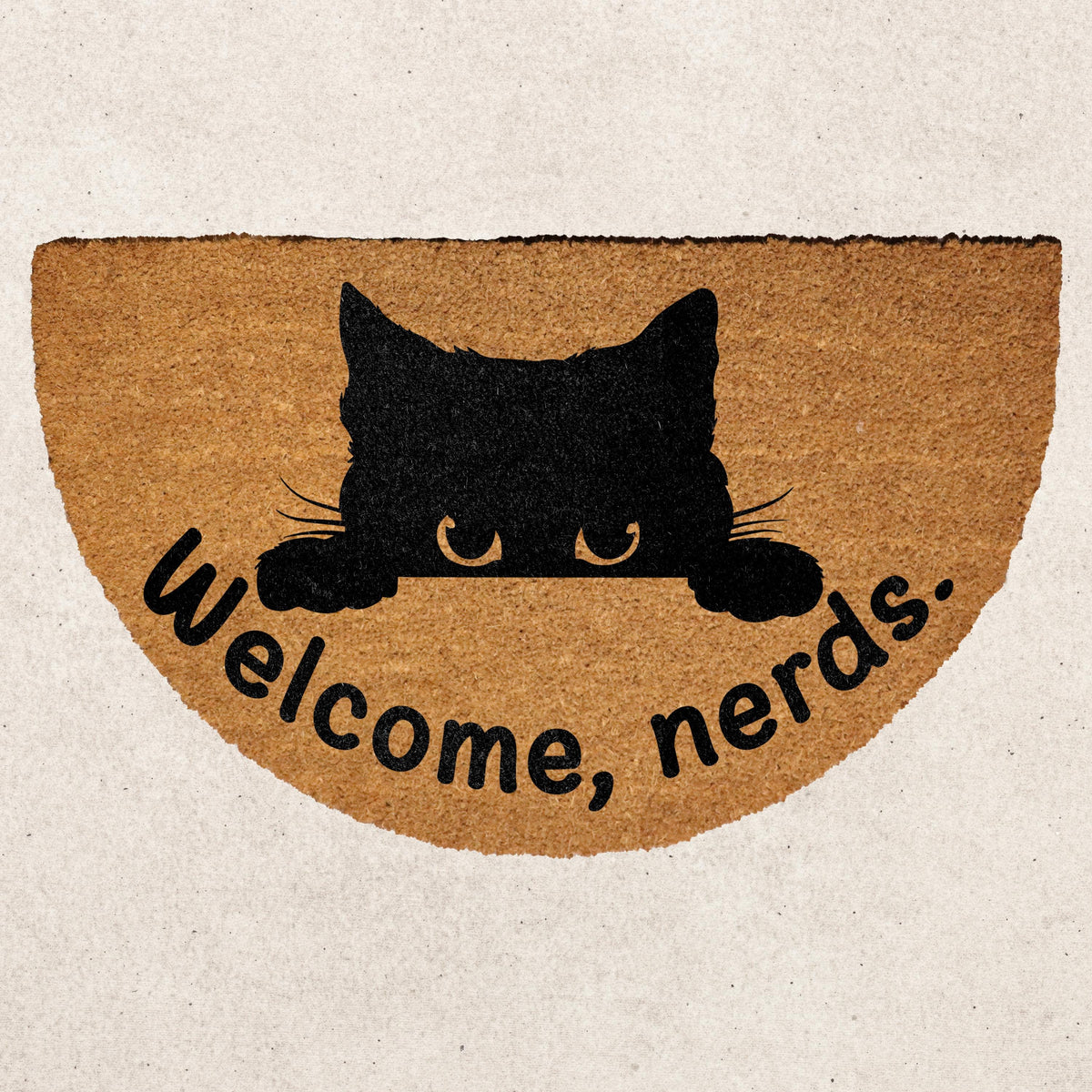 Welcome Nerds Doormat, Peeking Kitty Front Porch Rug, Funny Cat Welcome Mat