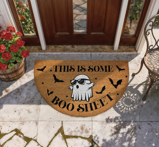 This Is Some Boo Sheet Doormat, Funny Ghost Halloween Welcome Mat, Spooky Home Entrance Decor