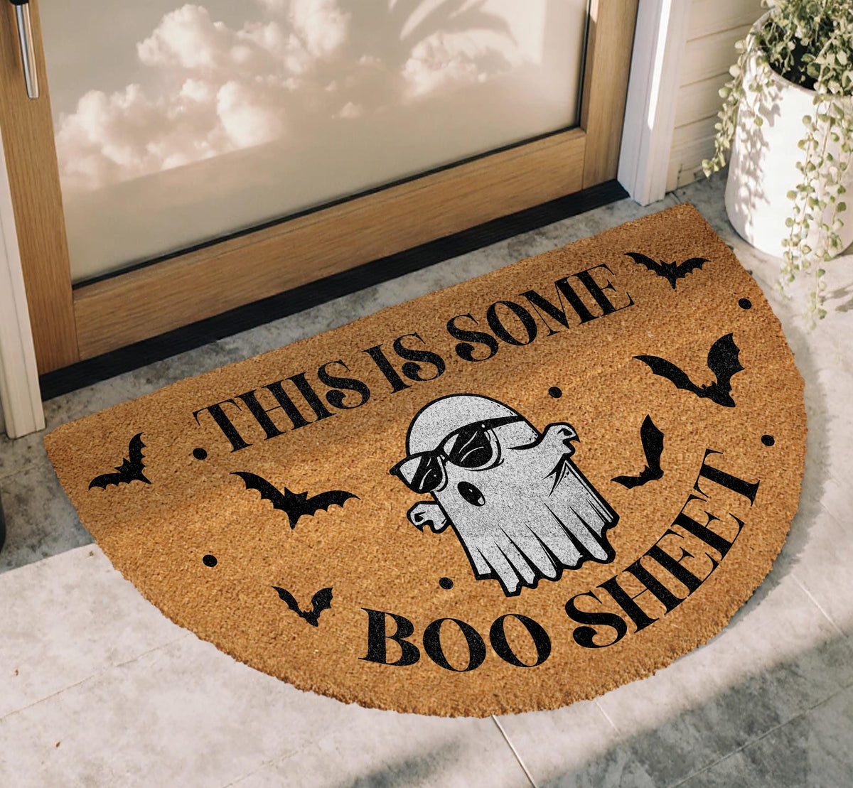 This Is Some Boo Sheet Doormat, Funny Ghost Halloween Welcome Mat, Spooky Home Entrance Decor