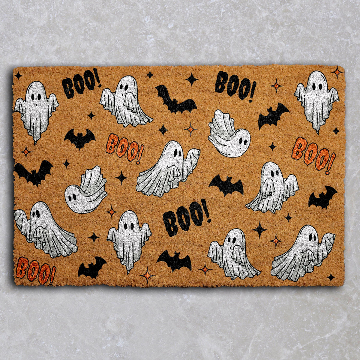 Ghost and Bat Pattern Doormat, Cute Halloween Welcome Mat, Spooky Season Home Entrance Rug