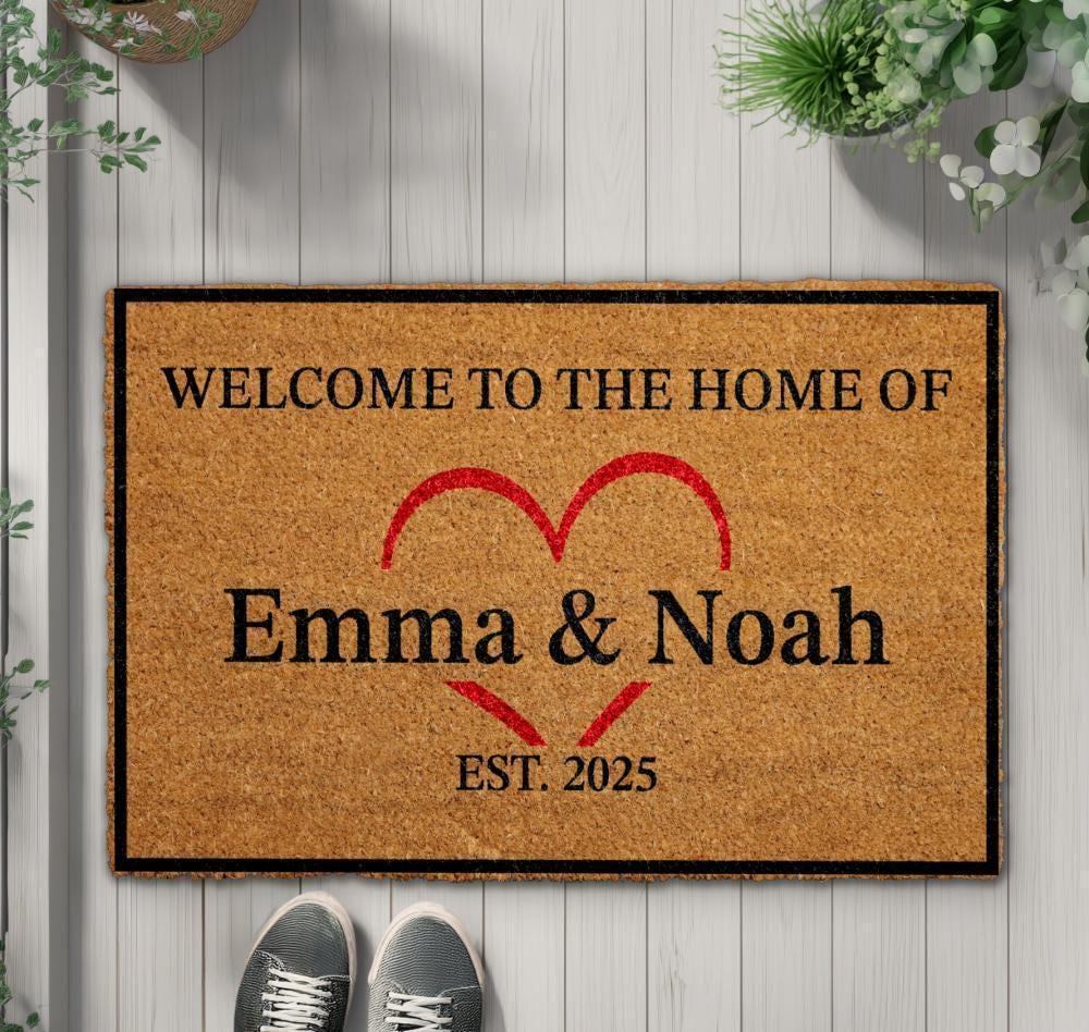 Welcome to the Home Couple Doormat, Custom Established Date & Names Door Mat