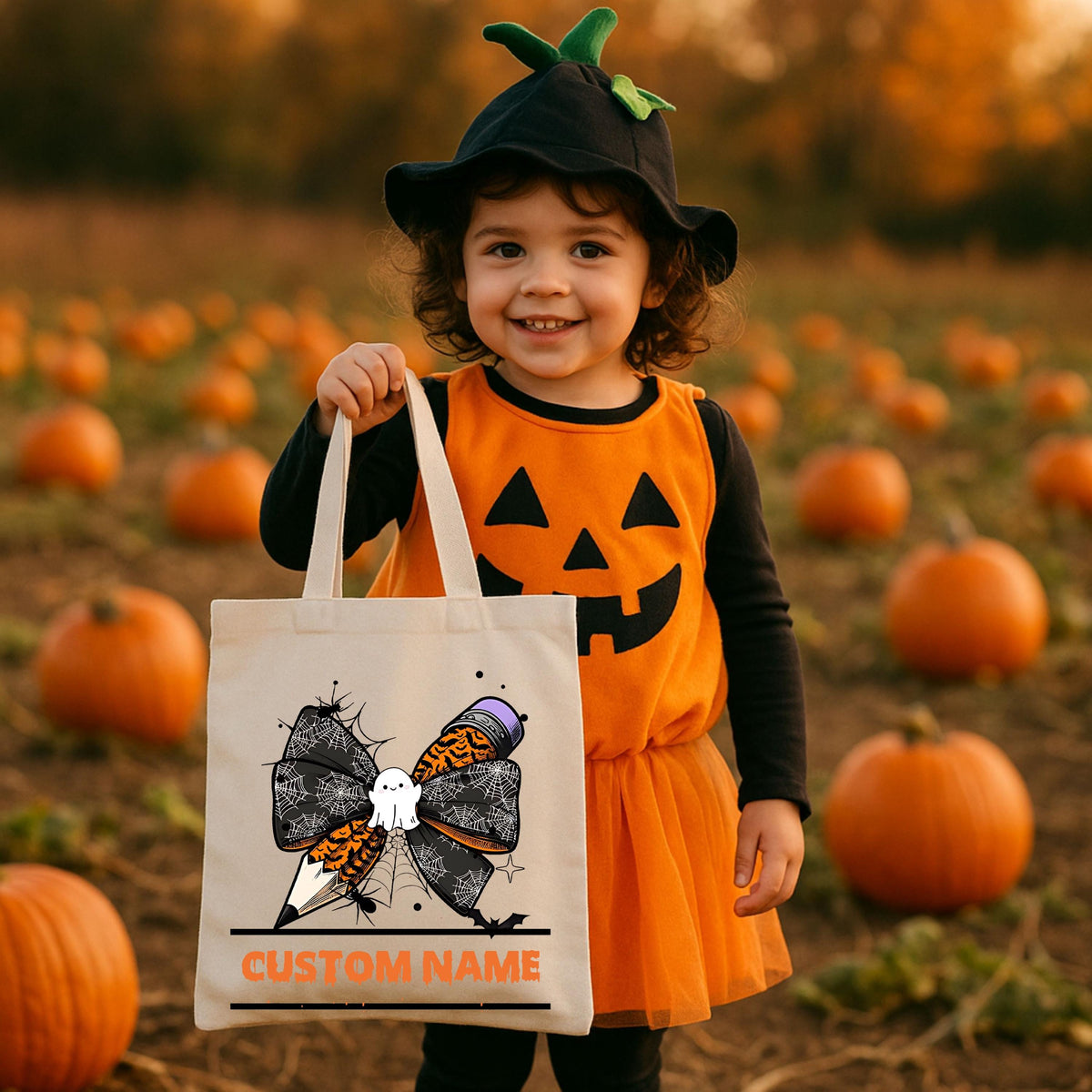 Custom Halloween Teacher Tote Bag, Personalized Teacher Spooky Ghost Bag, Cute Teacher Tote Bag, Fall Teacher Bag, Canvas Bag for Teacher