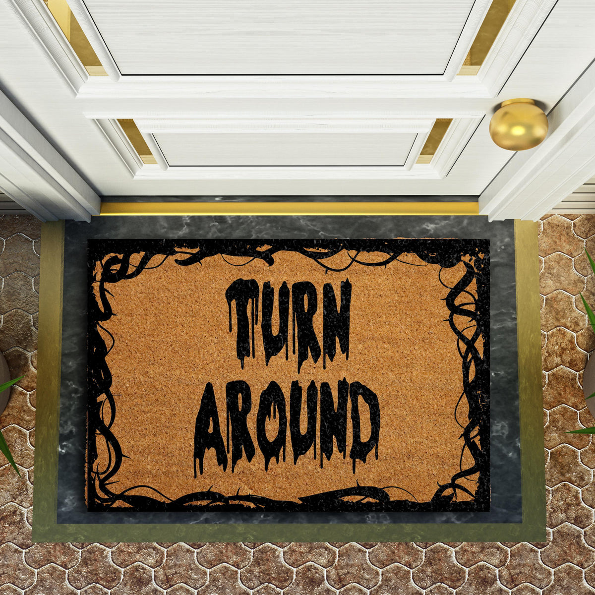 Turn Around Doormat, Halloween Welcome Mat, Horror Movie Home Entrance Decor
