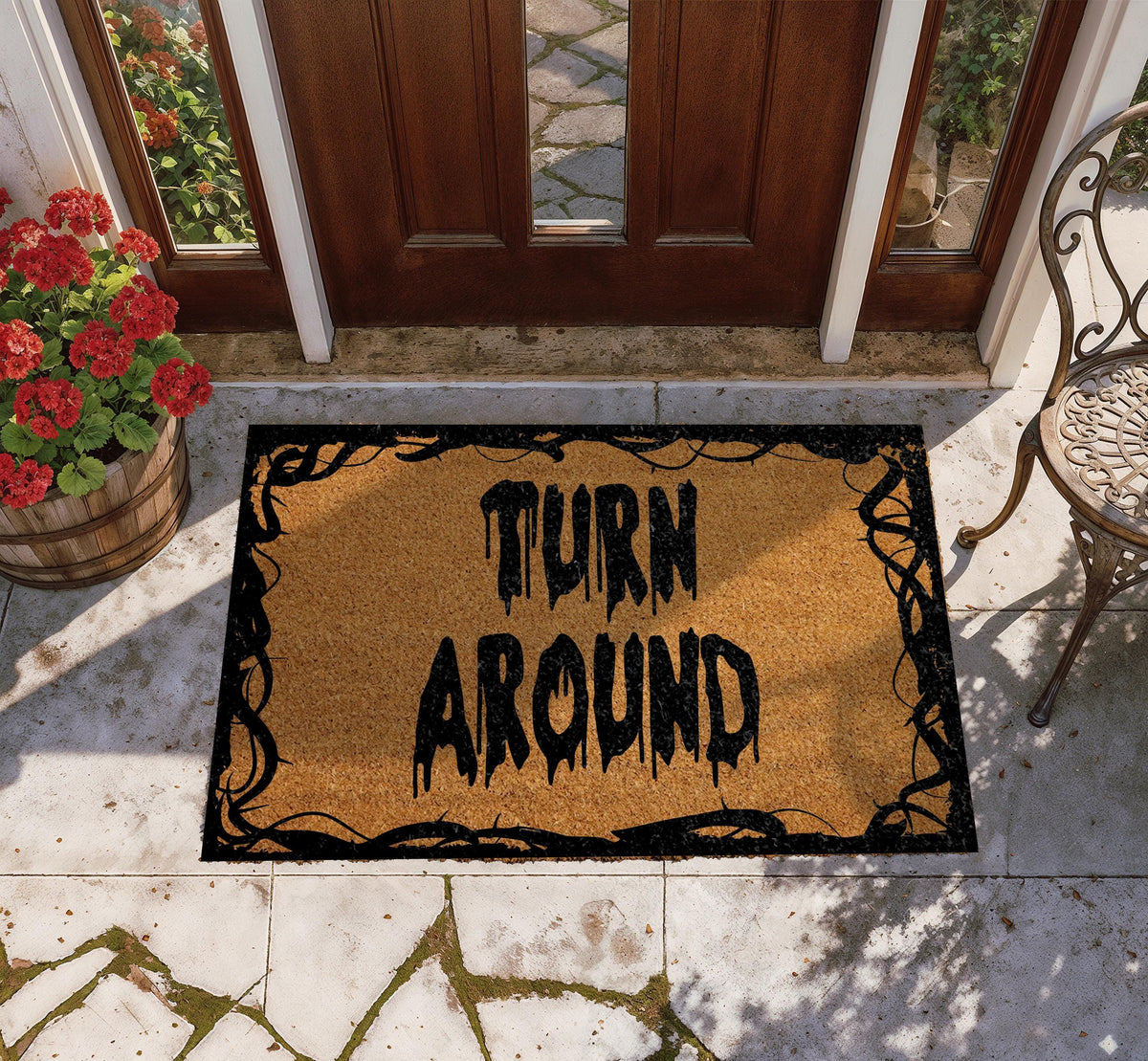 Turn Around Doormat, Halloween Welcome Mat, Horror Movie Home Entrance Decor