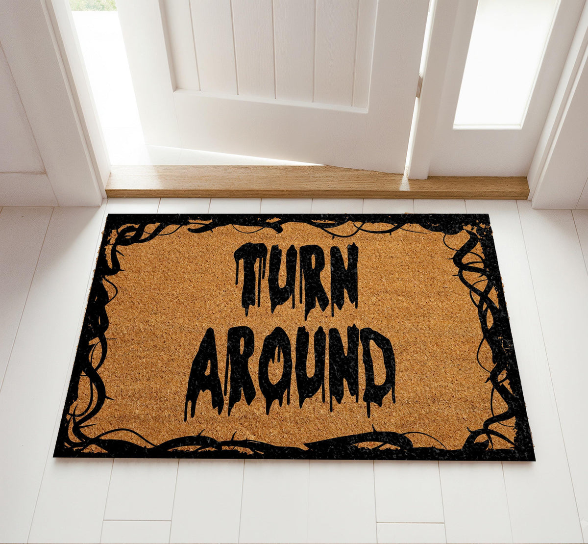 Turn Around Doormat, Halloween Welcome Mat, Horror Movie Home Entrance Decor