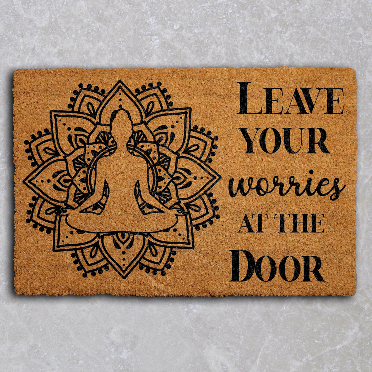 Leave Your Worries at the Door Doormat, Yoga Welcome Mat, Zen Home Entrance Decor