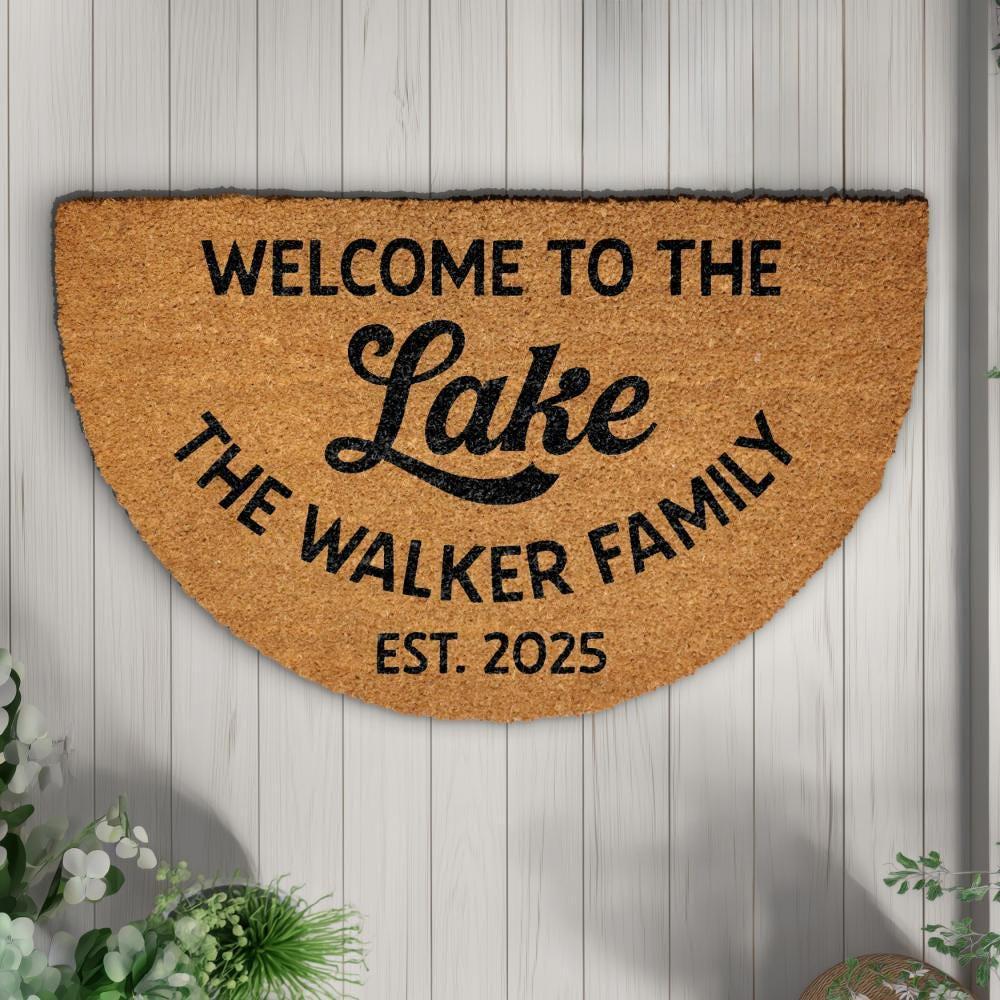 Welcome To The Lake Family Doormat, Personalized Last Name & Est Year Welcome Mat