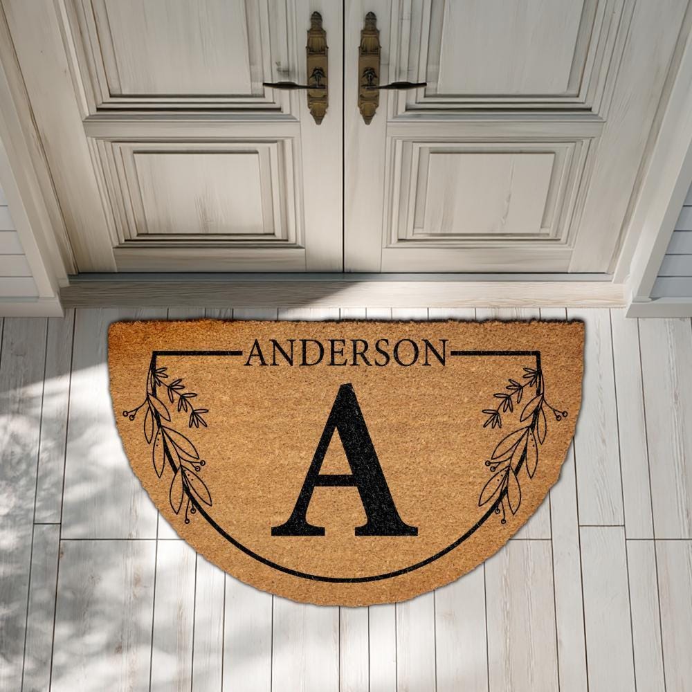 Personalized Coco Doormat, Custom Initial Door Mat, Family Name Mat, Last Name Coir Mat
