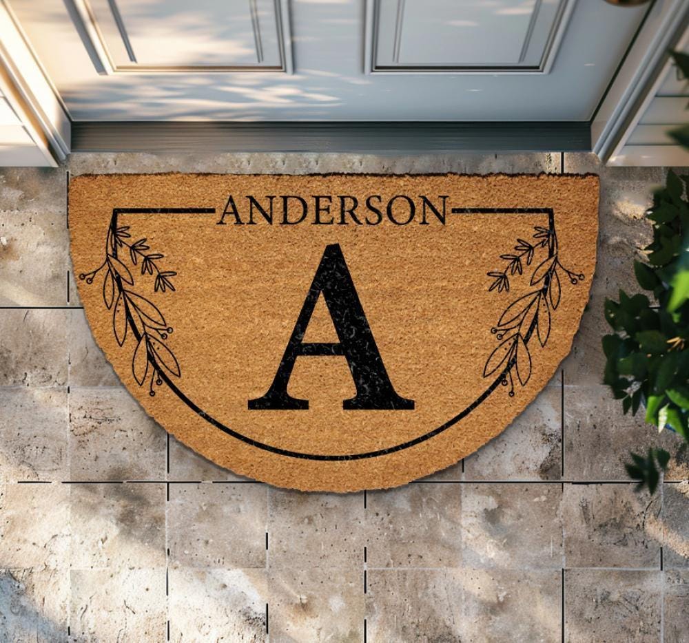 Personalized Coco Doormat, Custom Initial Door Mat, Family Name Mat, Last Name Coir Mat