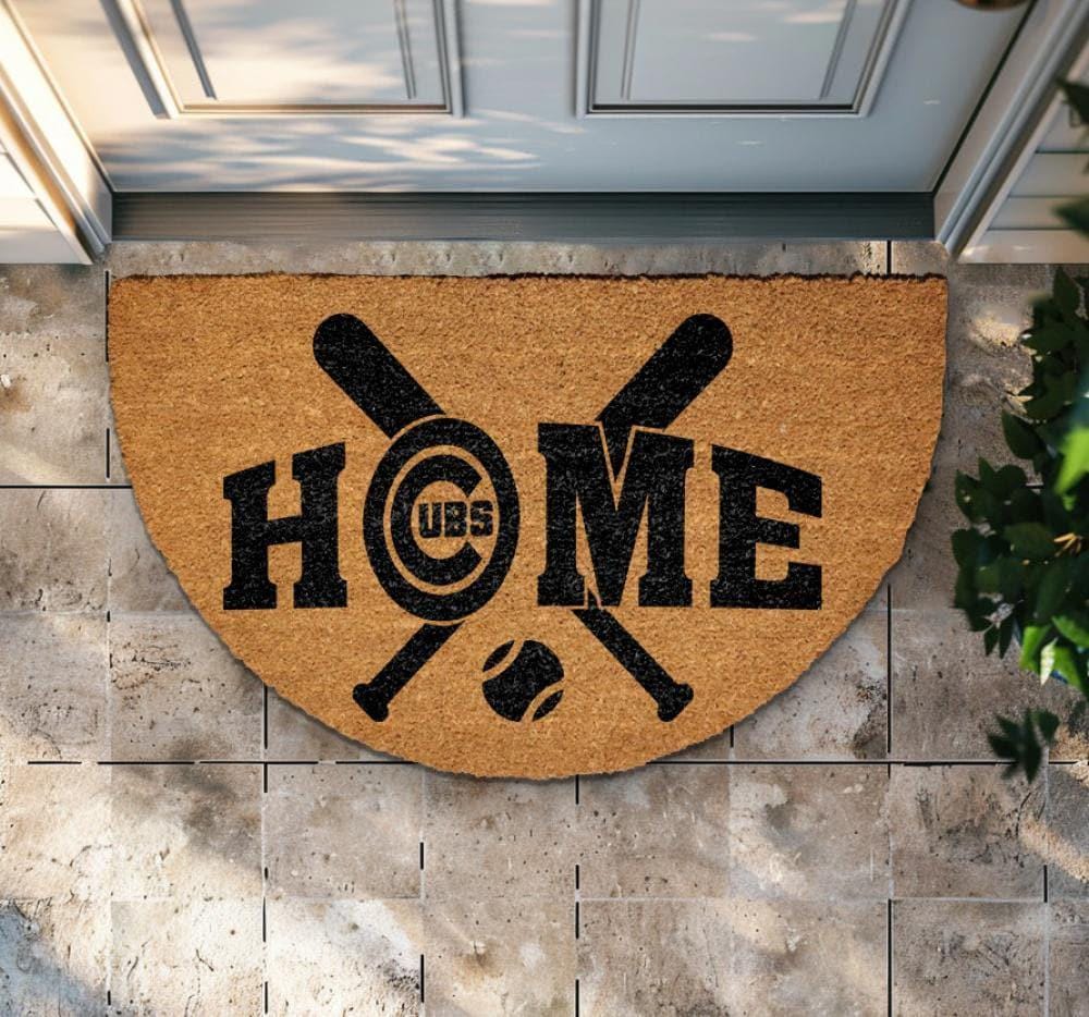 Baseball Home Doormat, Baseball Bats & Ball Welcome Mat, Baseball Lover Home Decor