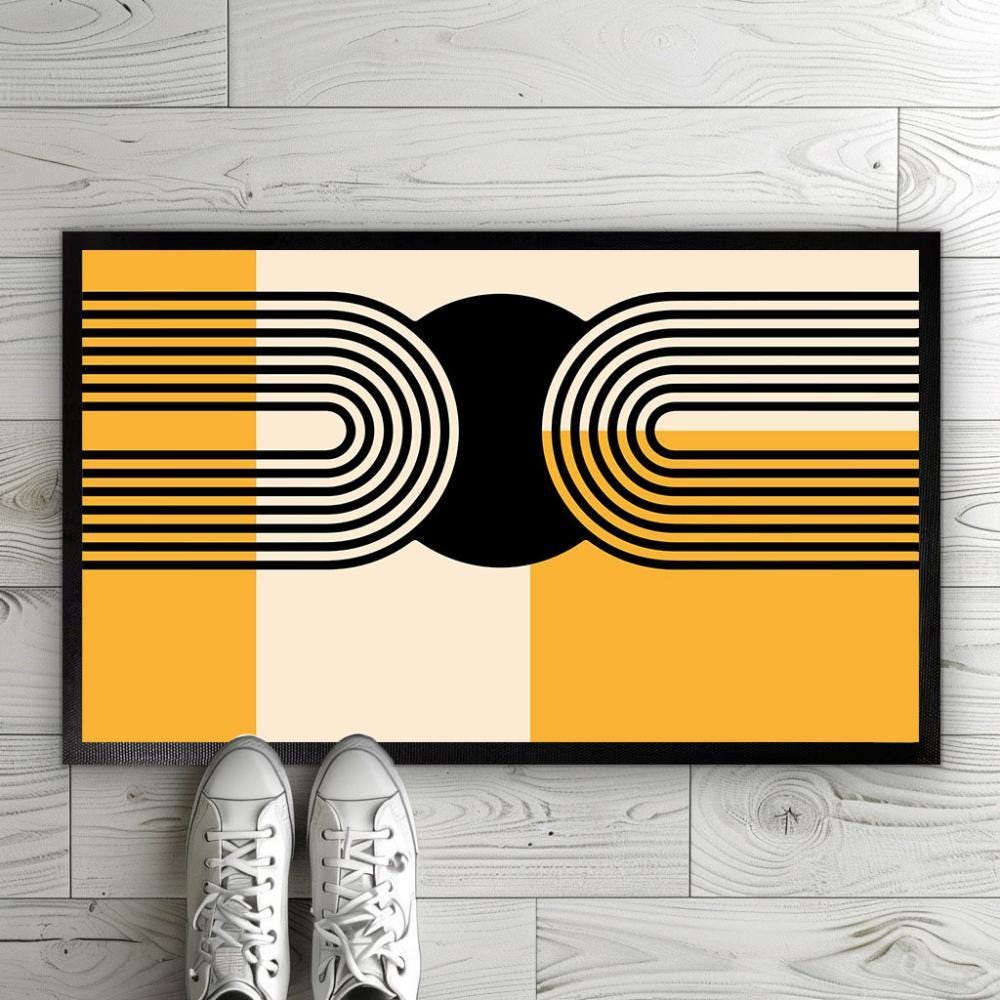 Mid-Century Modern Doormat, Retro Minimalist Design Home Decor