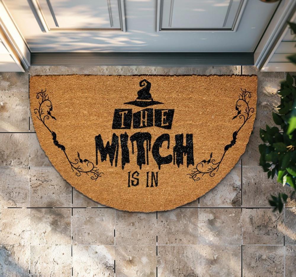 The Witch Is In Doormat, Spooky Season Gift, Fall Front Porch Decor