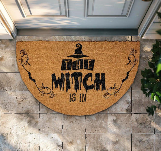 The Witch Is In Doormat, Spooky Season Gift, Fall Front Porch Decor