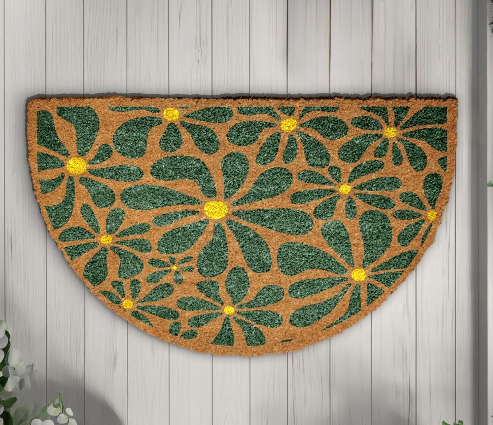 Retro Daisy Pattern Doormat, Mid-Century Modern Inspired Welcome Mat