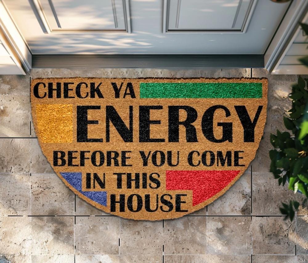 Check Ya Energy Doormat, Manifestation Welcome Mat, Boho Spiritual Home Decor