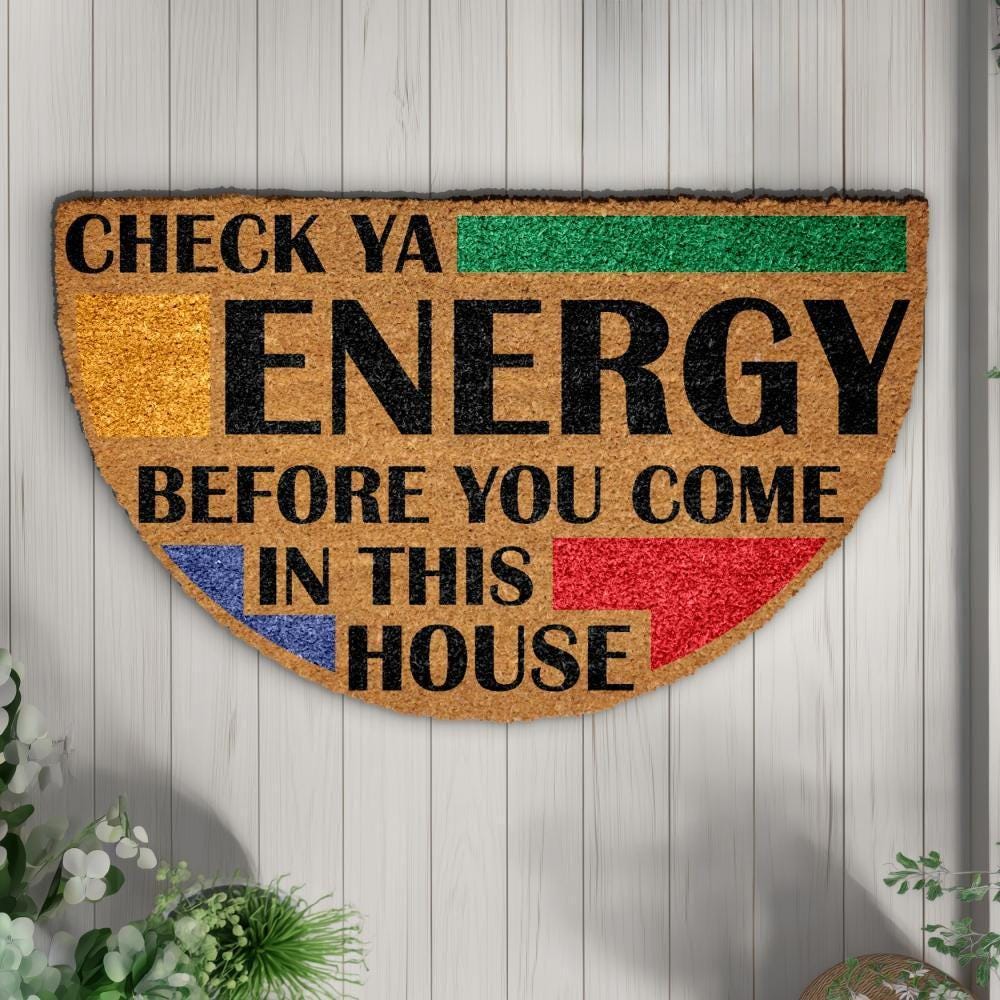 Check Ya Energy Doormat, Manifestation Welcome Mat, Boho Spiritual Home Decor