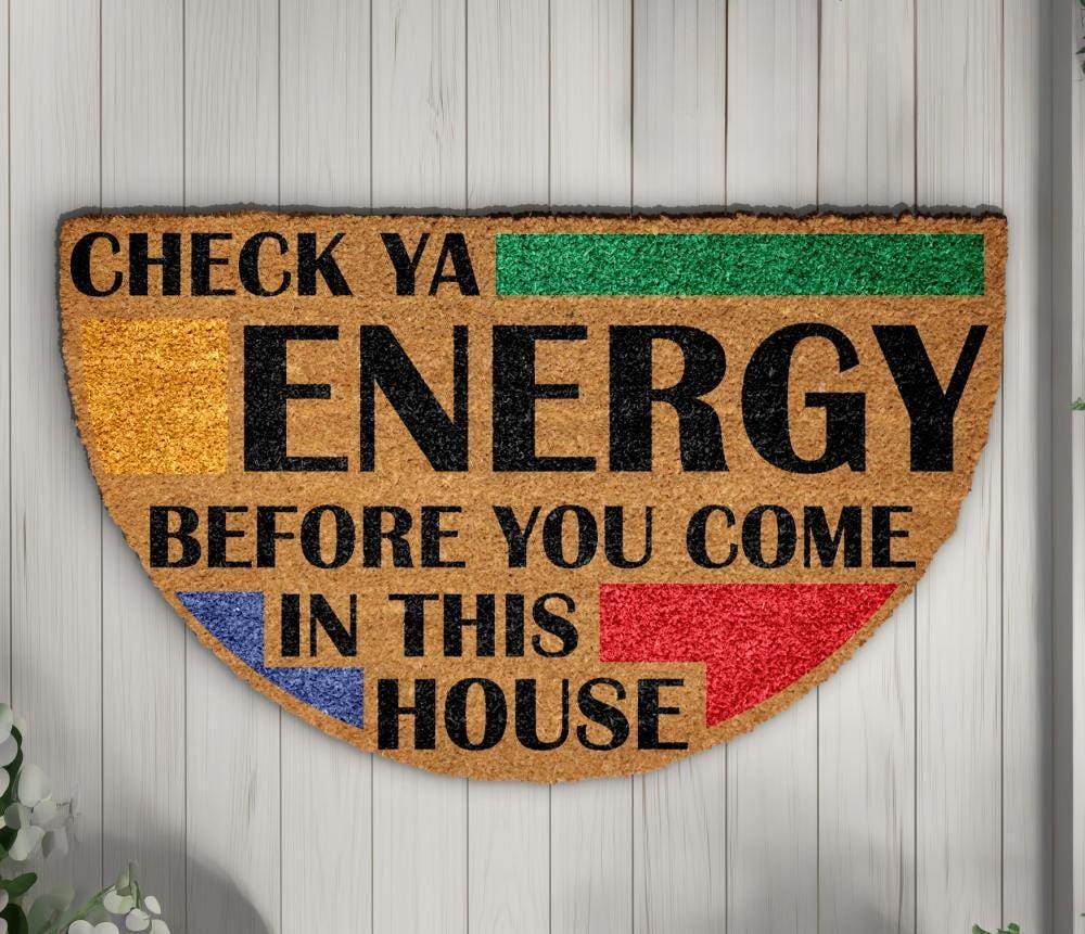 Check Ya Energy Doormat, Manifestation Welcome Mat, Boho Spiritual Home Decor