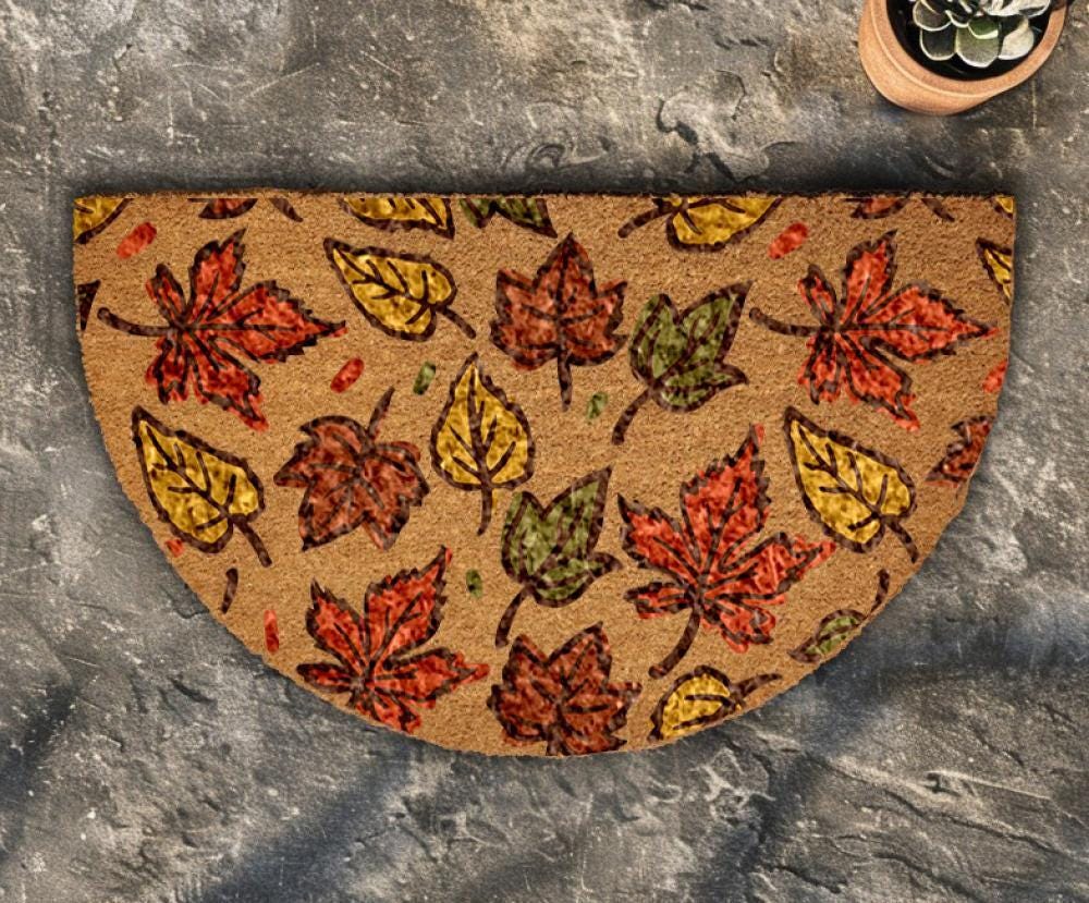 Autumn Leaves Welcome Mat, Cute Fall Doormat, Harvest Season Home Decor