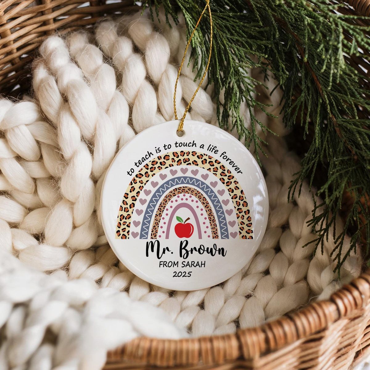 Customizable Teacher Ceramic Ornament, Teacher Appreciation Gift, Teacher Thank You Keepsake