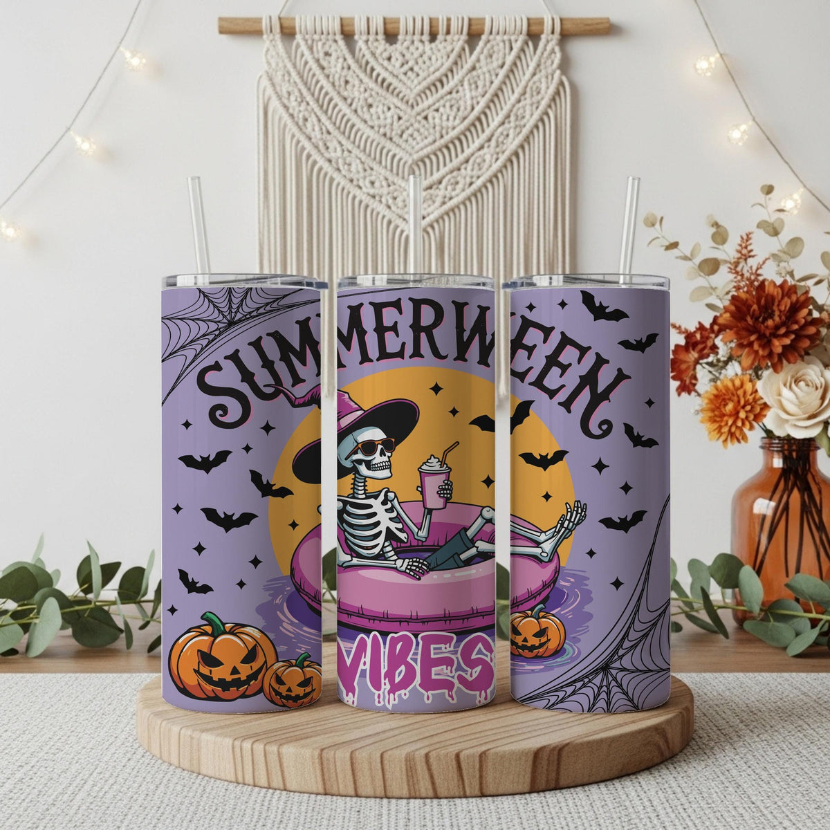Vibrant Colors Summerween Vibes Tumbler With Straw