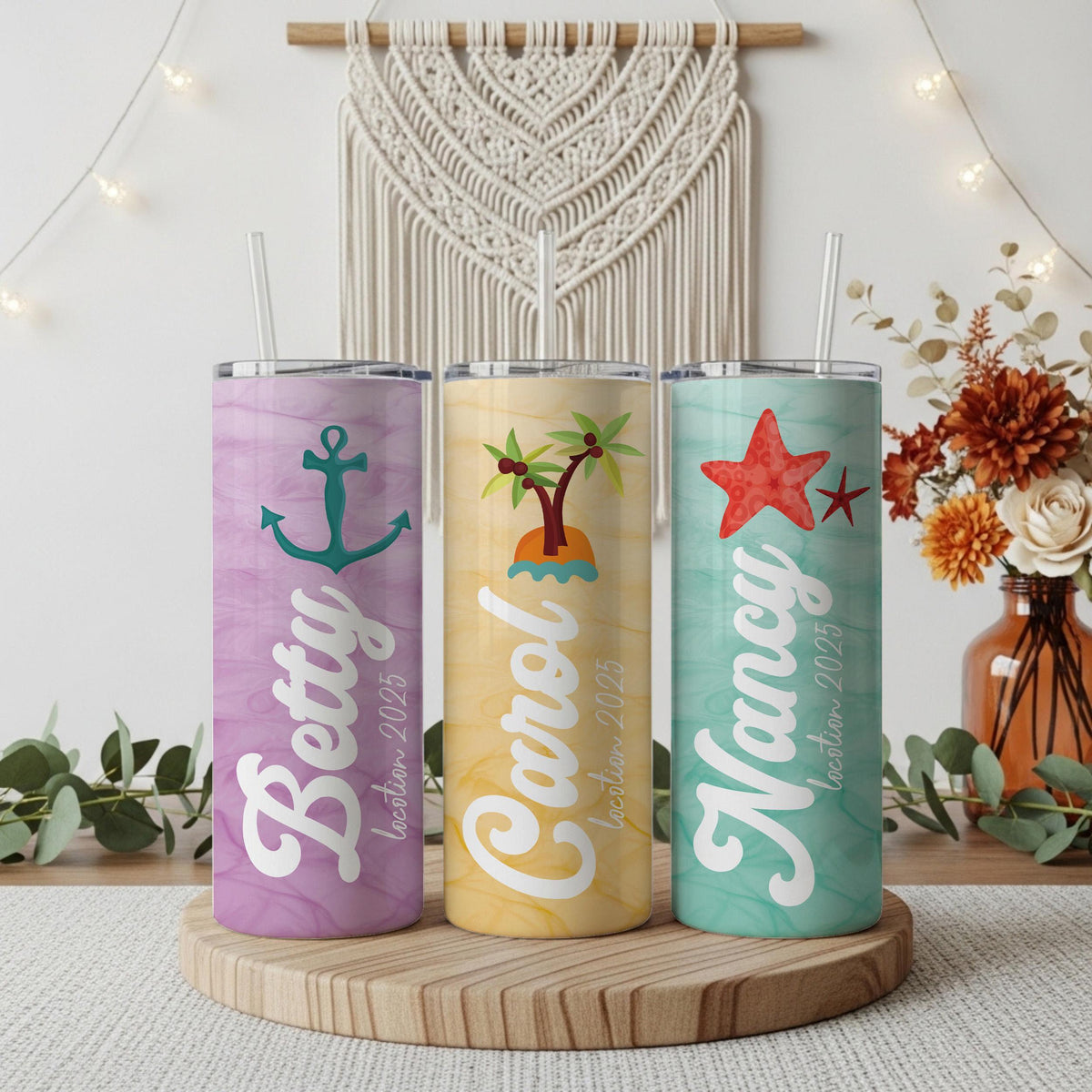 Customizable Matching Cruise Vacation Tumblers, Nautical Design Coastal Lover Gift