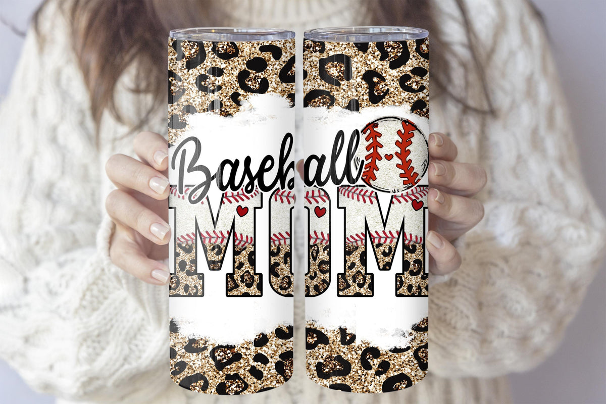 Baseball Mom Stainless Steel Tumbler, Baseball Team Mom Leopard Print Insulated Tumbler