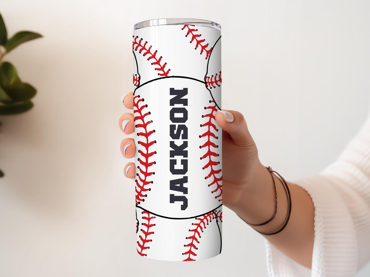 Personalized Baseball Themed Stainless Steel Tumbler, Baseball Player Insulated Tumbler