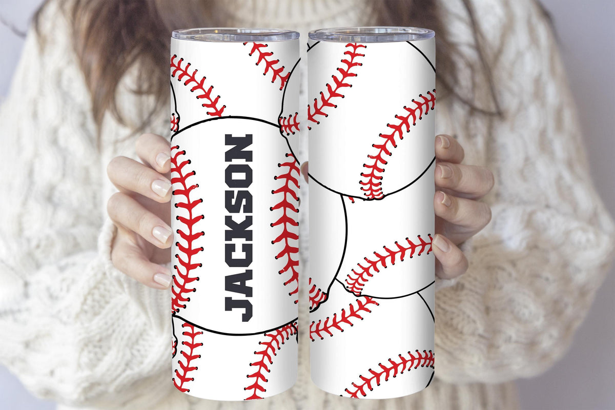 Personalized Baseball Themed Stainless Steel Tumbler, Baseball Player Insulated Tumbler