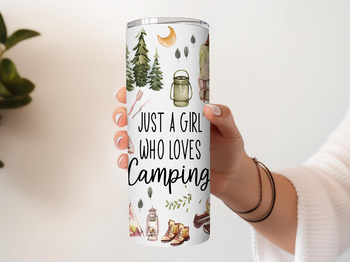 Just A Girls Who Loves Camping Tumbler, Stainless Steel Camper Tumbler