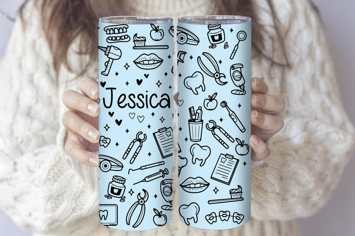 Custom Stainless Steel Tumbler For Dentists, Dental Assistant Work Tumbler With Straw