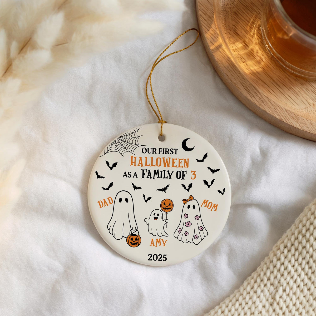 Personalized Our First Halloween As A Family Of Three Ornament