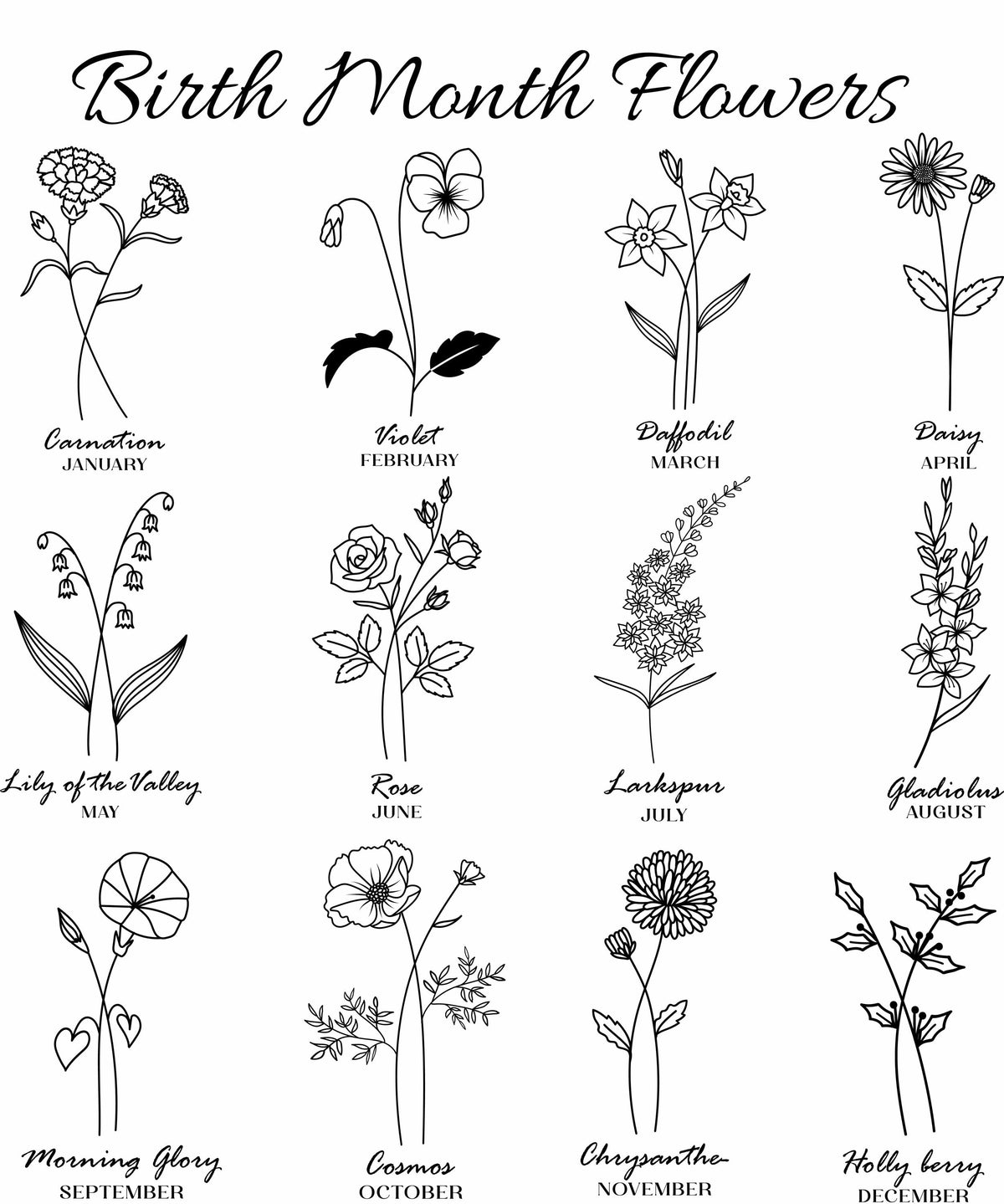 Birth Flower Tote Bag for Woman, Personalized Canvas Tote Bag for Her, Bachelorette Bridesmaid Gifts, Custom Birth Flower Canvas Bag
