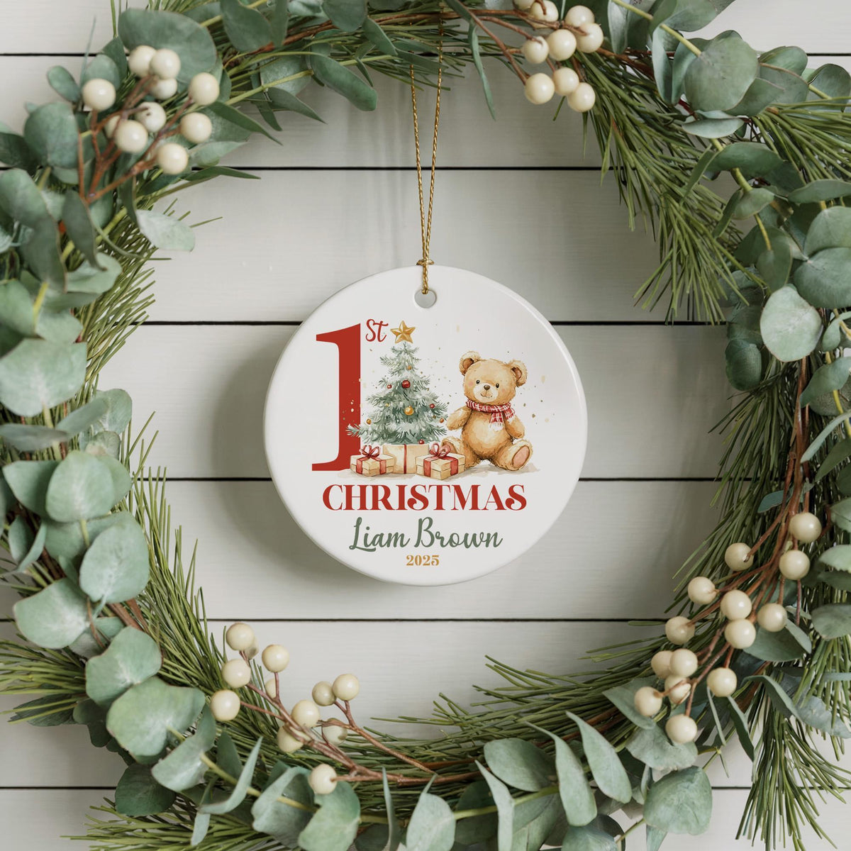 Personalized Baby's First Christmas Ceramic Ornament, 1st Christmas Tree Decoration