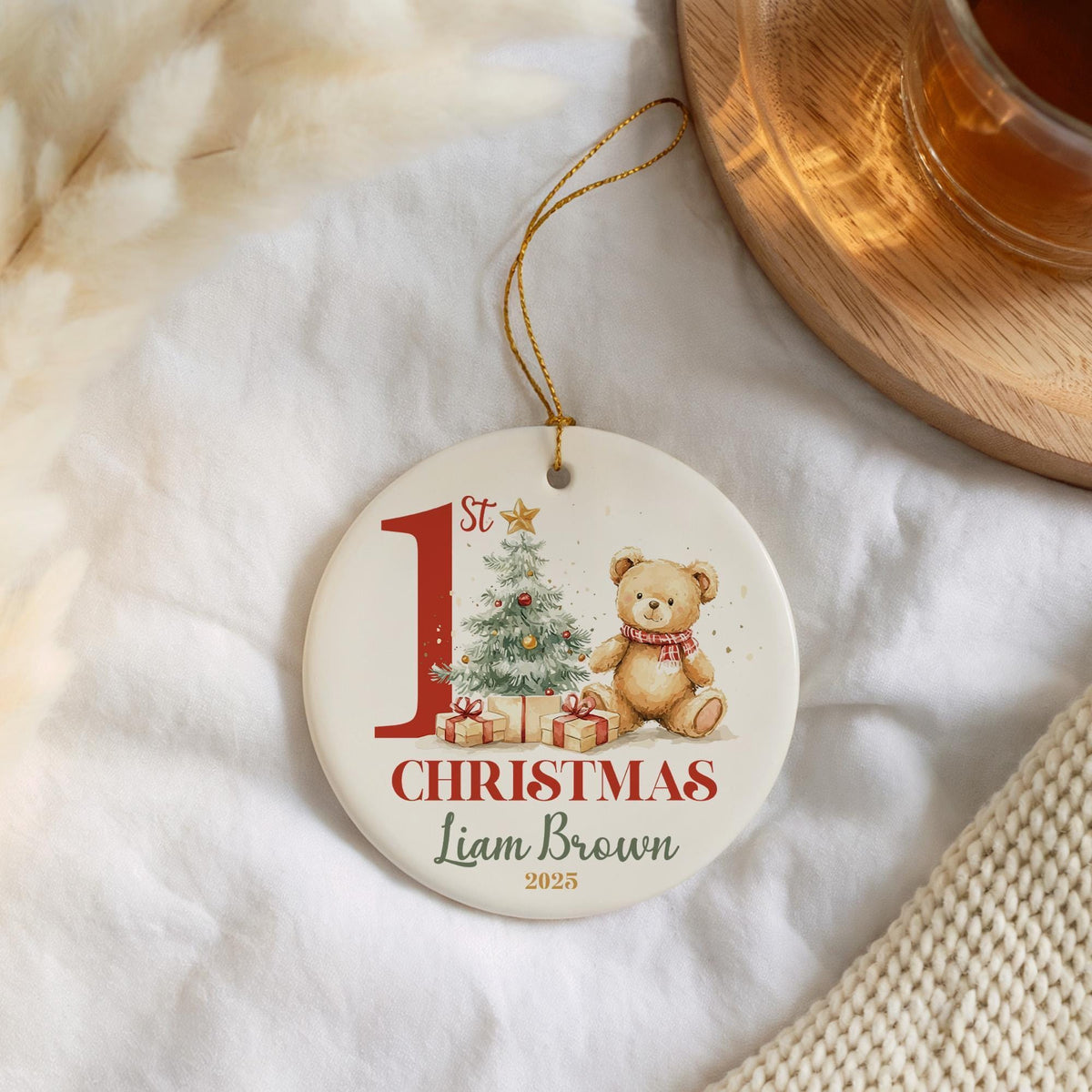 Personalized Baby's First Christmas Ceramic Ornament, 1st Christmas Tree Decoration