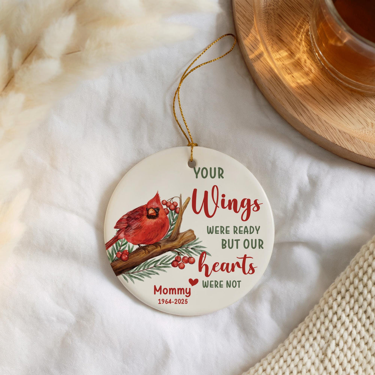 Personalized In Loving Memory Keepsake, Cute Cardinal Theme Memorial Ornament