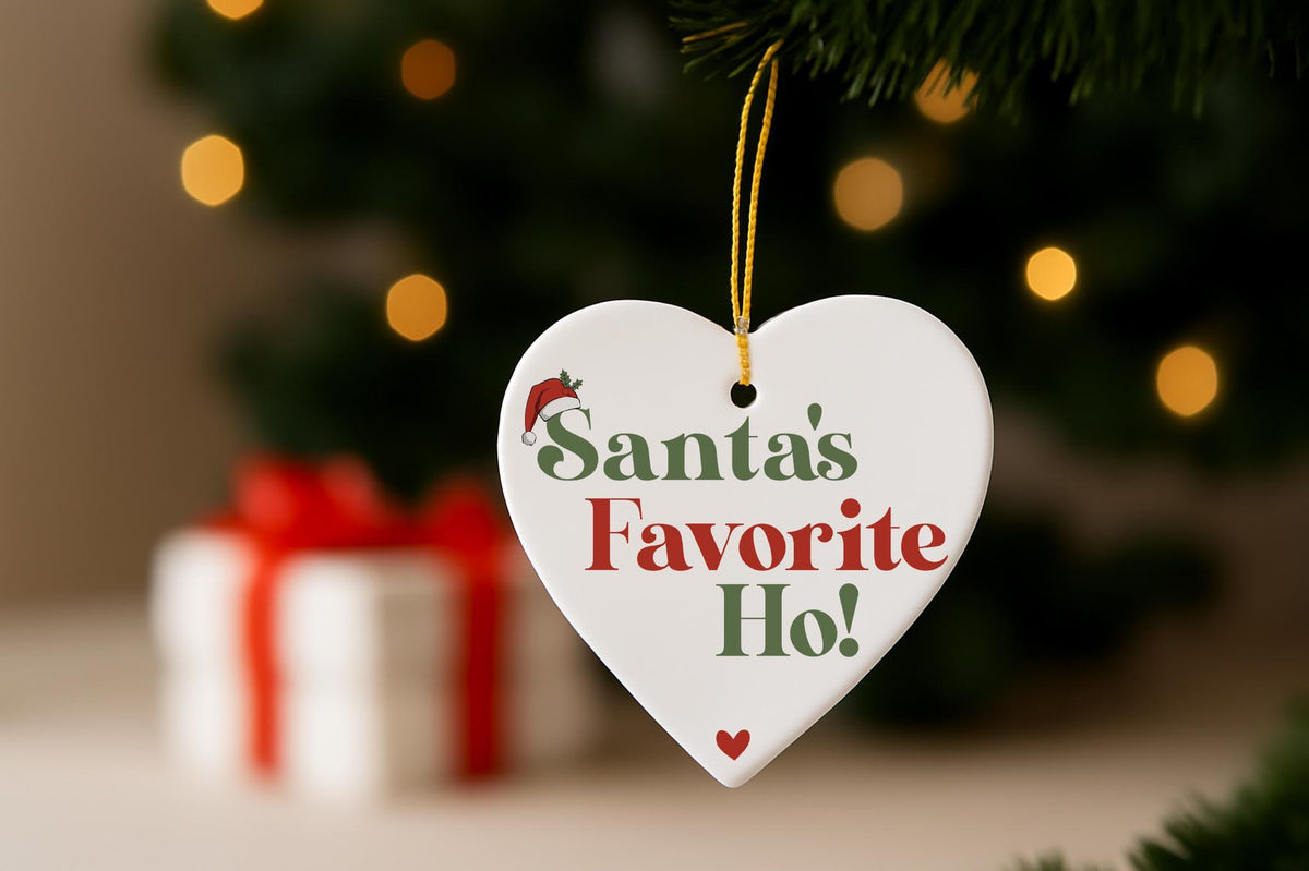 Santa's Favorite Ho Ceramic Ornament, Funny Hearth Shape Christmas Keepsake