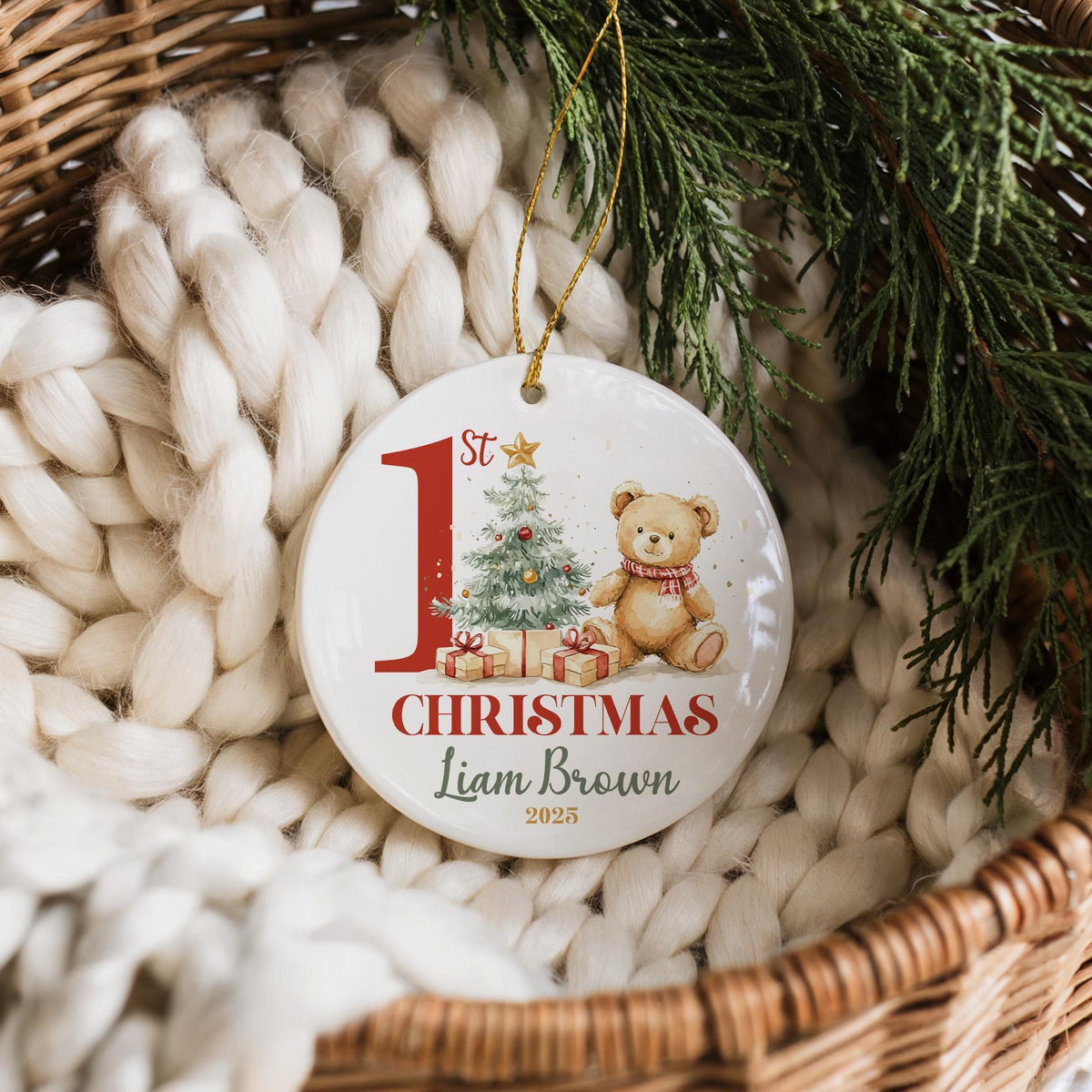 Personalized Baby's First Christmas Ceramic Ornament, 1st Christmas Tree Decoration