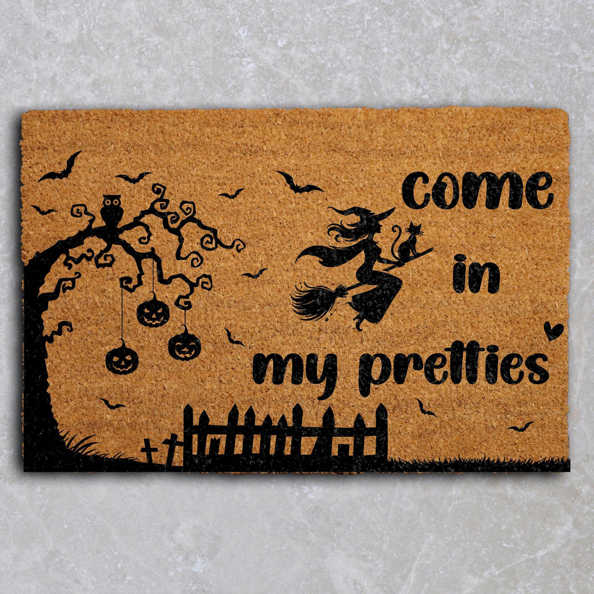 Come In My Pretties Doormat, Witch Front Door Mat, Halloween Welcome Mat