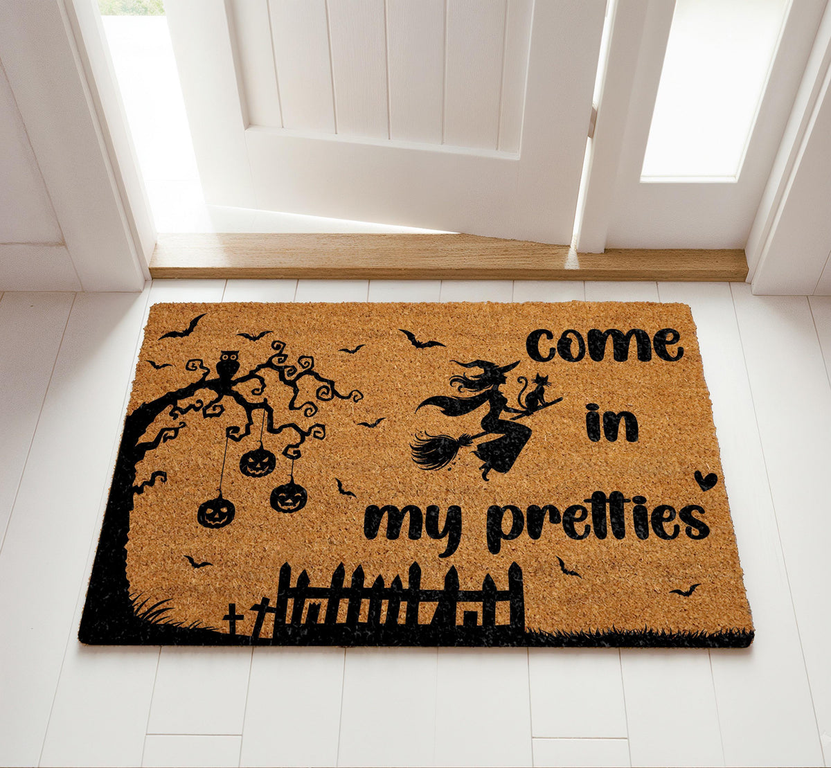 Come In My Pretties Doormat, Witch Front Door Mat, Halloween Welcome Mat