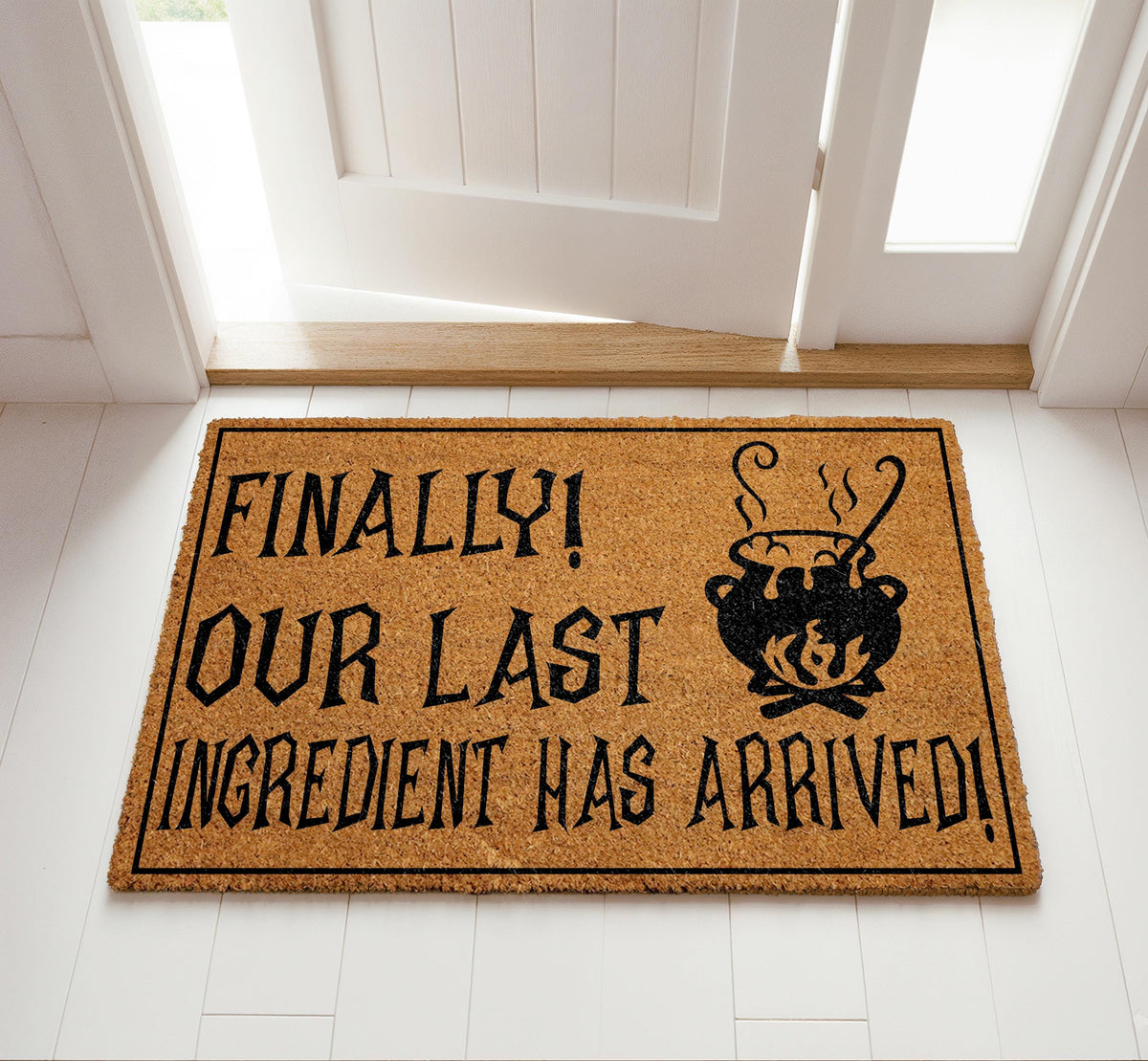 Finally Our Last Ingredient Has Arrived Doormat, Halloween Welcome Mat, Witchy Home Decor