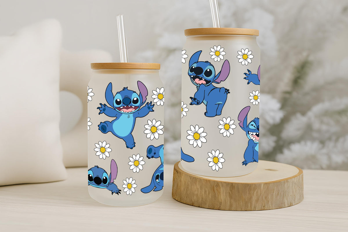 Cute Alien Can Glass Cup, Aesthetic Iced Coffee Tumbler, Reusable Funny Cartoon Glass