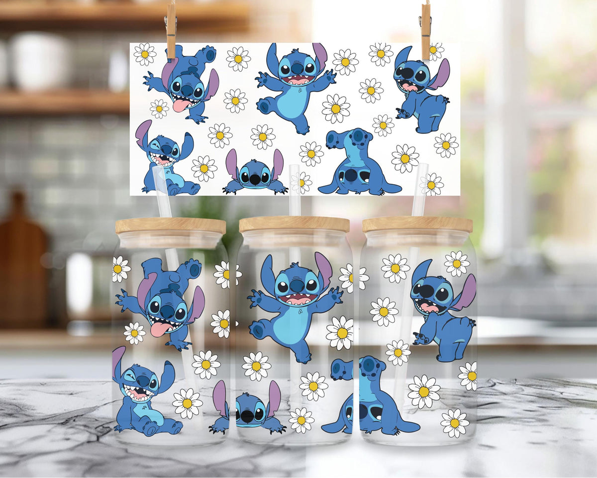 Cute Alien Can Glass Cup, Aesthetic Iced Coffee Tumbler, Reusable Funny Cartoon Glass