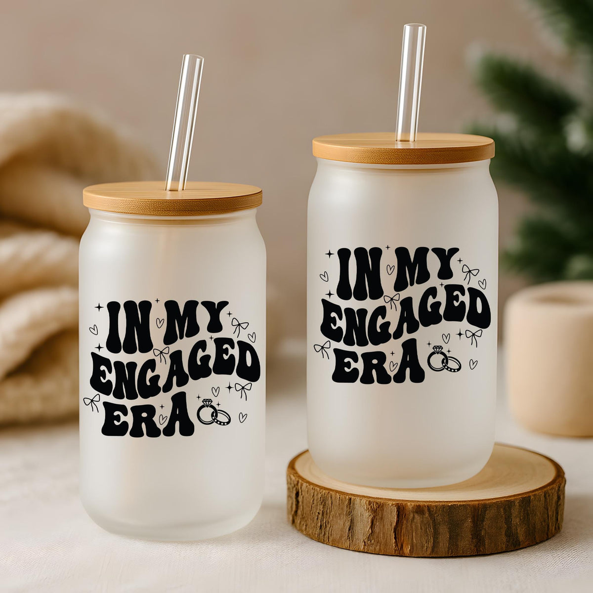 In My Engaged Era Can Glass Tumbler, Engagement Gift For Bride To Be, Engagement Party Presents