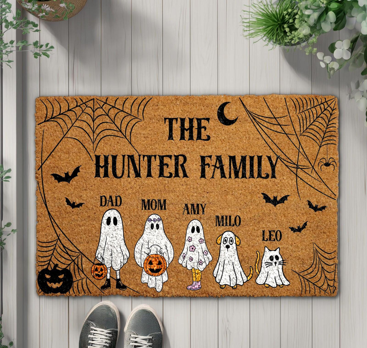 Personalized Halloween Doormat, Custom Family Name Welcome Mat, Spooky Family Home Decor