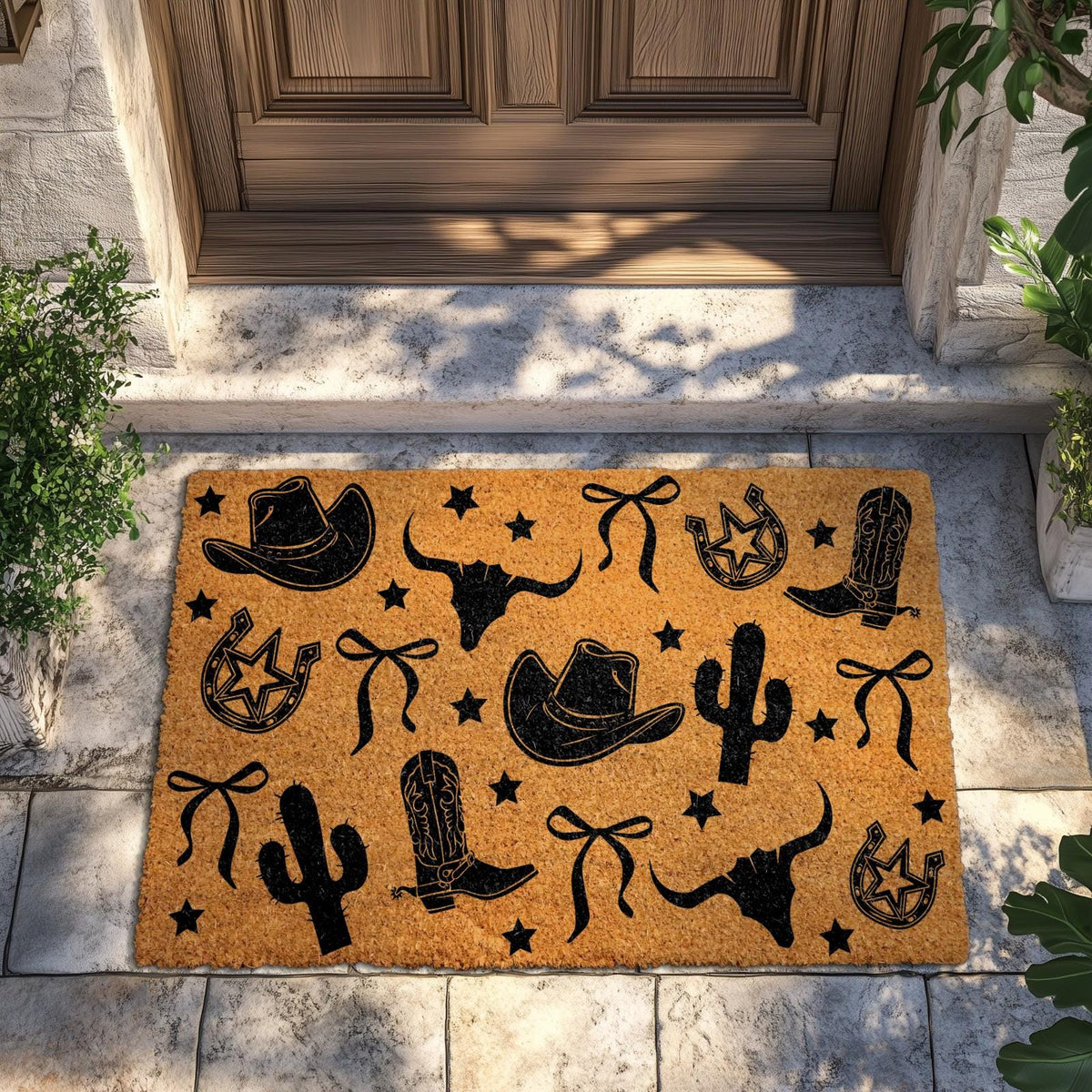 Western Style Doormat, Rustic Cowboy Cowgirl Welcome Mat