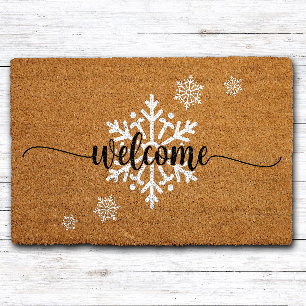 Snowflake Welcome Doormat, Winter Door Mat, Cute Christmas Front Porch Decor