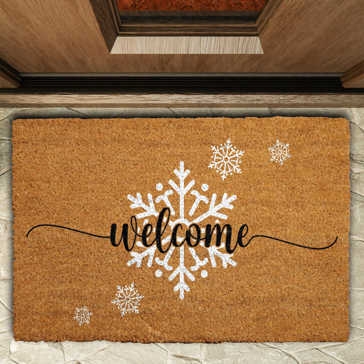 Snowflake Welcome Doormat, Winter Door Mat, Cute Christmas Front Porch Decor