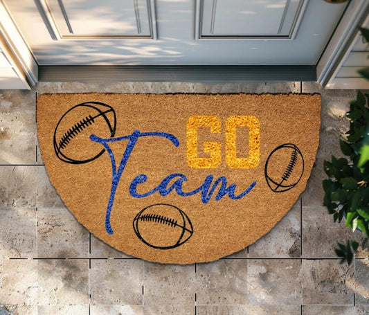 Custom GO Team Football Doormat, Personalized Team Name Welcome Mat