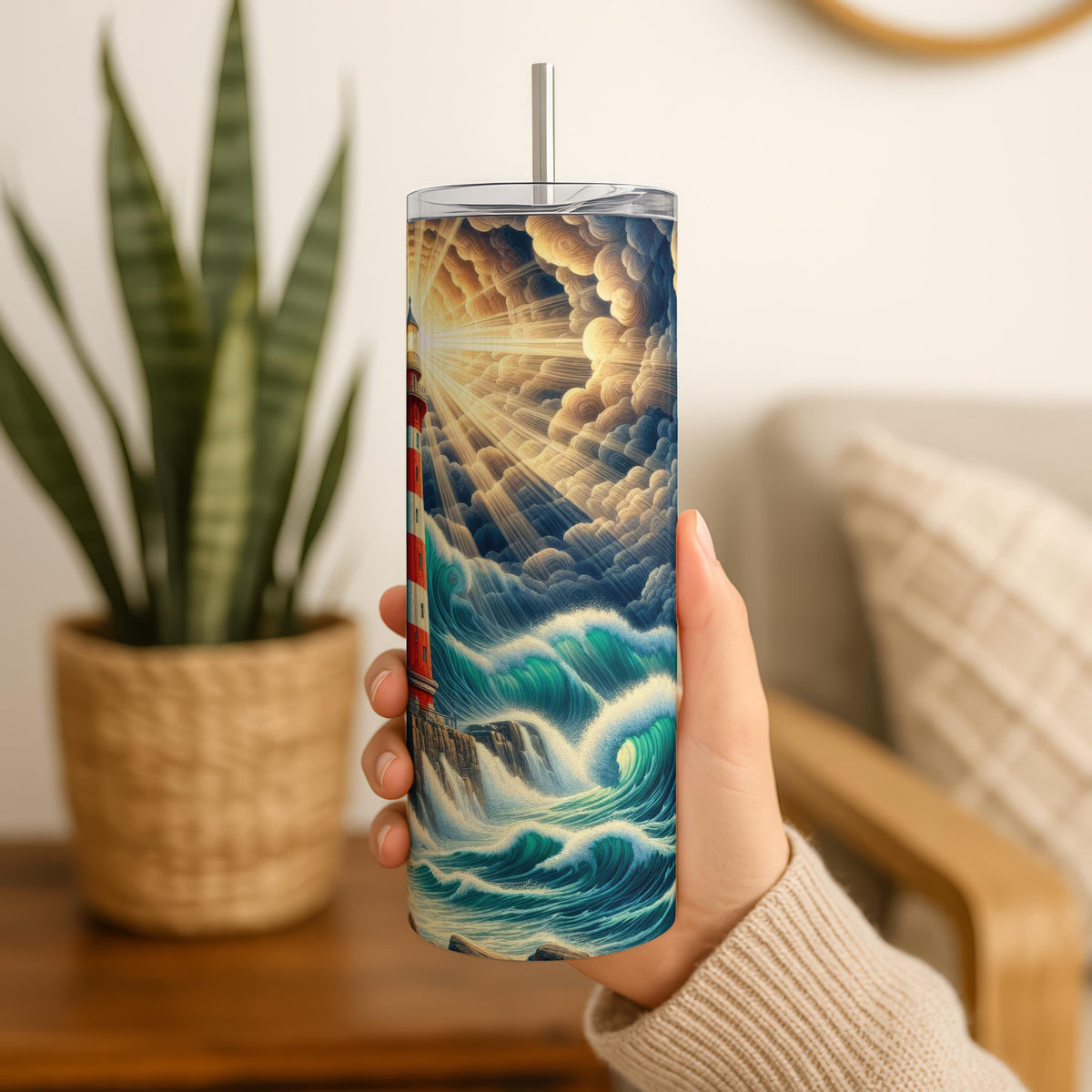 Inspirational Lighthouse And Ocean Theme Insulated Tumbler