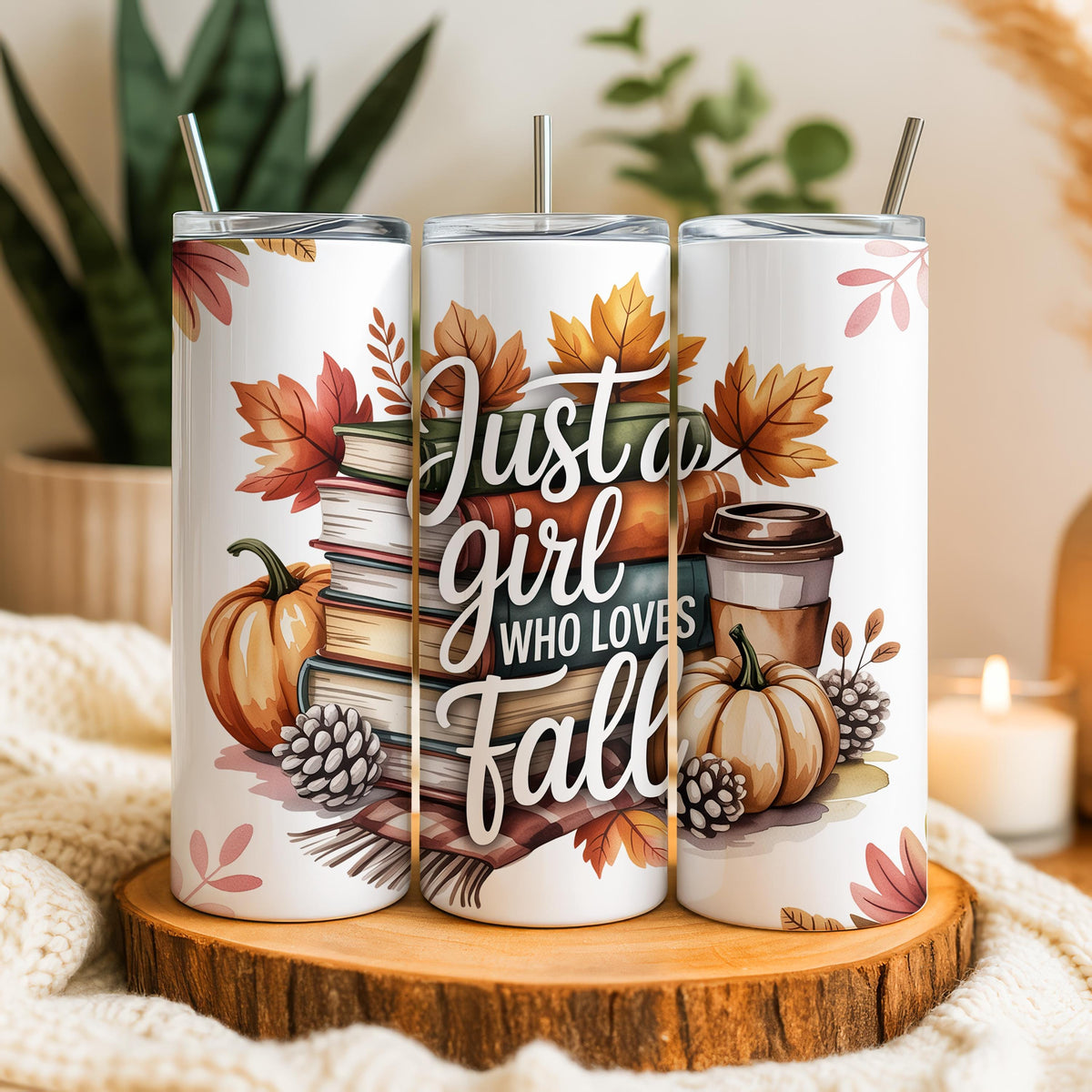 Just A Girl Who Loves Fall Coffee Tumbler, Fall Season Gift Stainless Steel Tumbler
